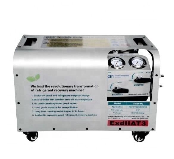 explosion proof refrigerant recovery pump dual cylinder 1HP R32 R290 gas recovery recharge machine
