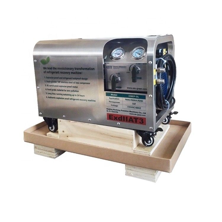 dual cylinder full oil less R290 explosion proof refrigerant recovery pump gas recovery charging machine